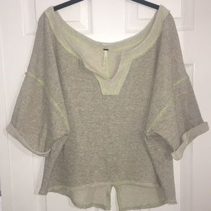 Free People Cropped Short Sleeve Sweatshirt